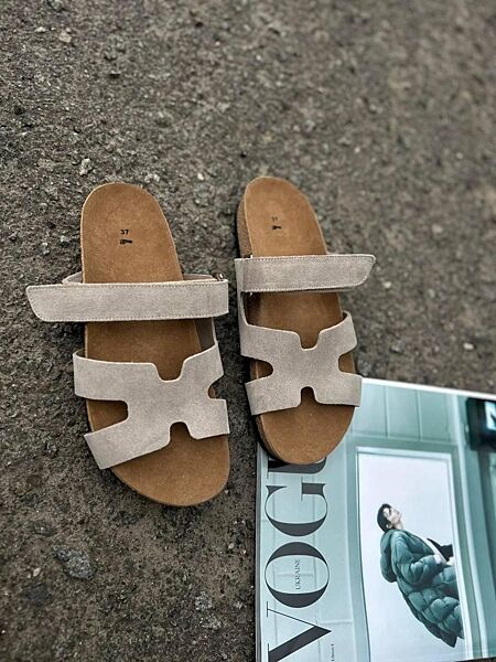 Шльопанці жіночі Arcoboletto 522 бежеві літо, замша натуральна 5936