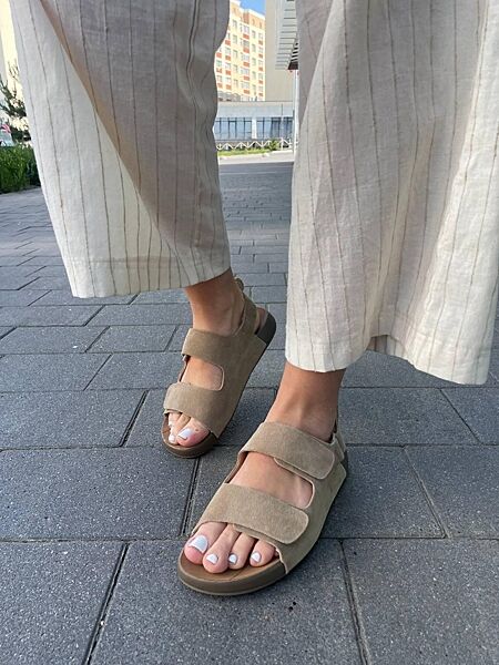 Босоніжки жіночі ALLSY R3268-15 бежеві літо, замша натуральна 5937