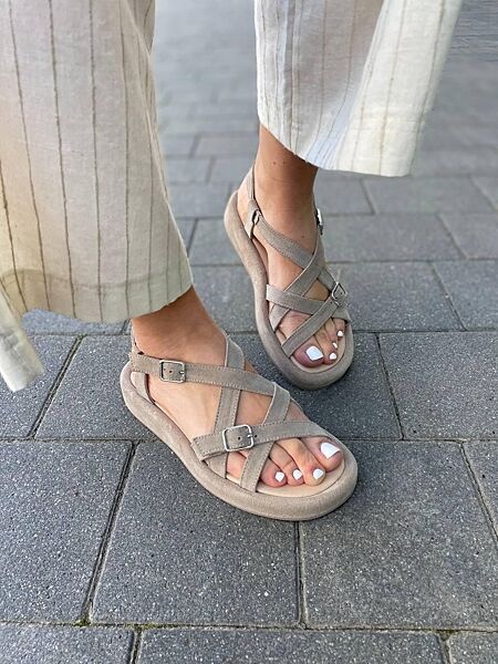 Босоніжки жіночі Соната Рита пісочна літо, замша натуральна 5925