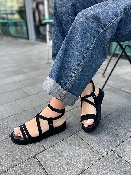 Босоніжки жіночі Louisa Герда/1 чорні літо, замша натуральна 5945