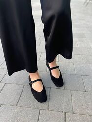 Балетки жіночі VIFEST 136 чорні весна-осінь, замша натуральна 5909