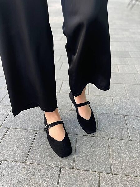 Балетки жіночі VIFEST 136 чорні весна-осінь, замша натуральна 5909