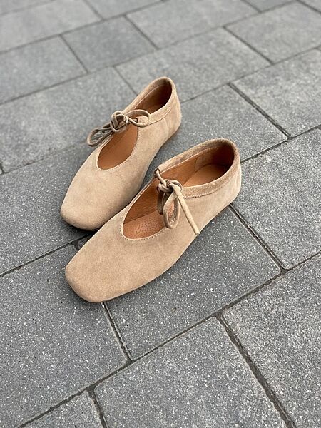 Балетки жіночі SEE SEVEN 1770 пісочна весна-осінь, замша натуральна 5847