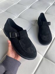 Лофери жіночі VANESSA T-304-03 чорні весна-осінь, замша натуральна 5829