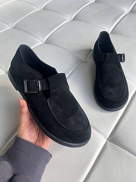 Лофери жіночі VANESSA T-304-03 чорні весна-осінь, замша натуральна 5829