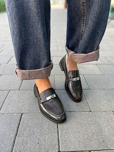 Туфлі жіночі VIFEST 255 коричневі весна-осінь, шкіра анаконда натуральна 5912