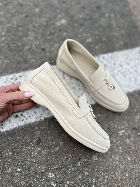 Лофери жіночі Notta bene T-0124 св. бежевий весна-осінь, замша натуральна 5