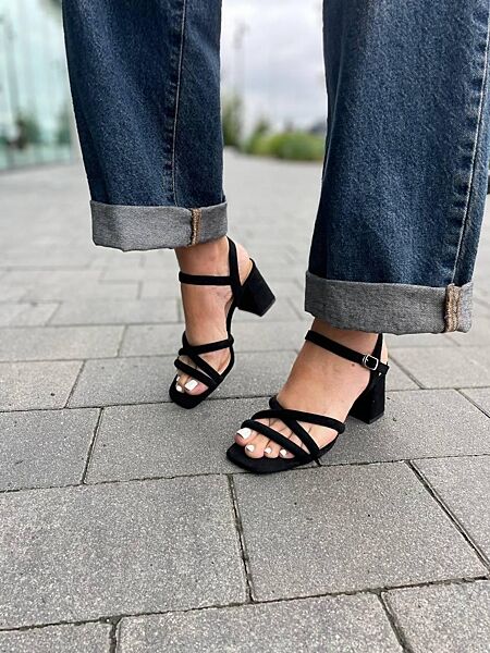 Босоніжки жіночі L&M F132-2 чорні літо, еко-замша 5856