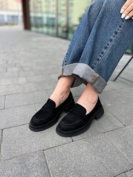 Туфлі жіночі ZEMIRA Астра/миндаль чорні весна-осінь, замша натуральна 5798