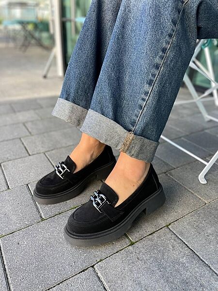 Туфлі жіночі Arcoboletto 907 чорні весна-осінь, замша натуральна 5436