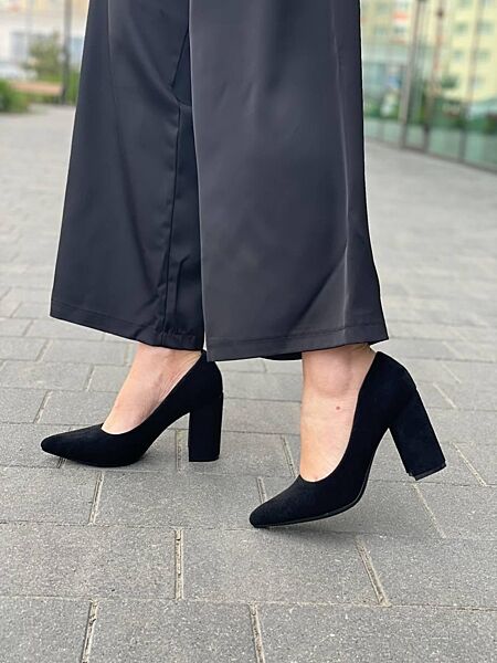 Туфлі жіночі QQ KJ800-1 чорні весна-осінь, замша натуральна 3865