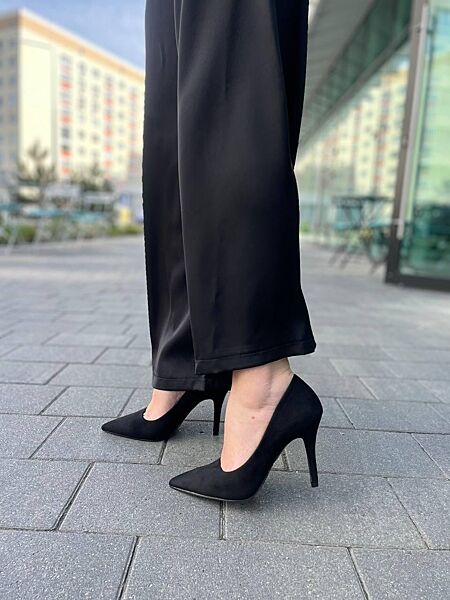 Туфлі жіночі QQ QQ18-1 чорні весна-осінь, еко-замша 5813