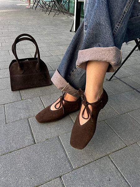 Балетки жіночі SEE SEVEN 1770 шоколадні весна-осінь, замша натуральна 5848