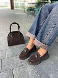 Туфлі жіночі PLPS R060-6 коричневі весна-осінь, замша натуральна 6005