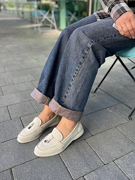 Лоферы женские Mermaid Б-1 св. бежевый весна-осень, замша натуральная 6048