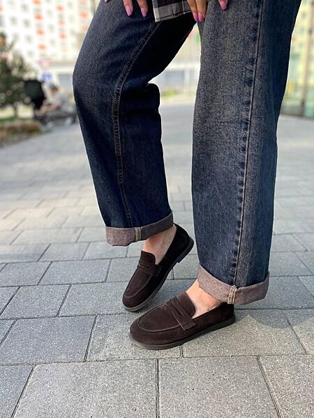 Лоферы женские Mermaid 12/1 шоколадные весна-осень, замша натуральная 6047