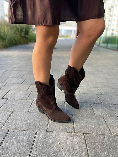 Ботинки женские Notta bene KV-0224/1 шоколадные весна-осень, замша натуральная 6052