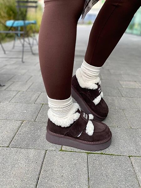 Угги женские No brend 720-6 коричневые зима, замша натуральная 6041