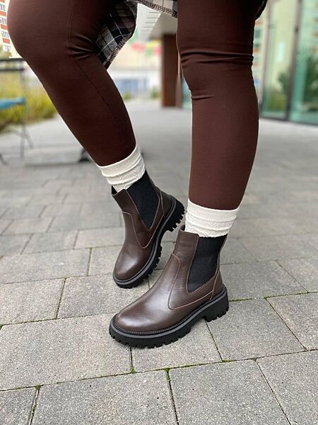 Ботинки женские GARTI 361 шоколадные зима, кожа натуральная 6014