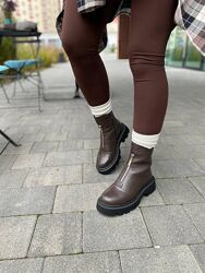 Ботинки женские GARTI 307 шоколадные зима, кожа натуральная 6091