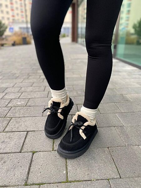 Угги женские ITTS 5262-1A черные зима, замша натуральная 6034