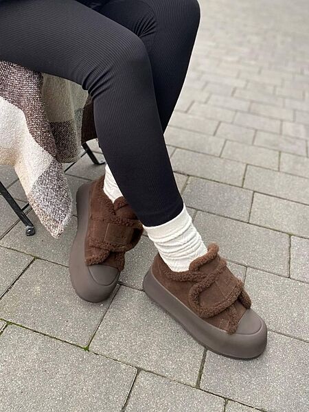 Угги женские ALLSY 202550 шоколадные зима, замша натуральная 6093