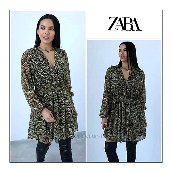 Універсальна жіноча сукня S-M Zara демісезонна коротка шифонова плаття