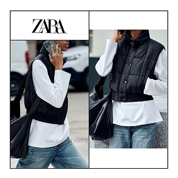 Жилетка XS-S Zara утеплена водо- вітронепроникна стьобана демісезонна чорна