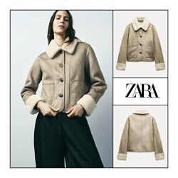 Двостороння утеплена дублянка S Zara з сучасним екохутром на овчині жіноча