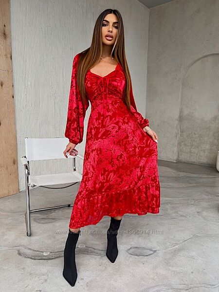 Сукня шифону з набивним  велюром 