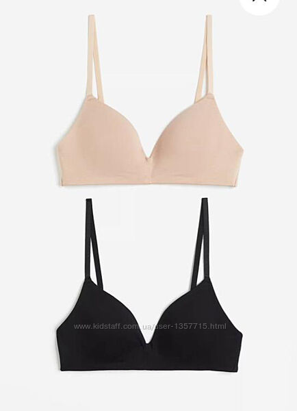 Арт.0261 набір бюстгальтерів2шт t-shirt від h&m чорний/бежевий без кісточ