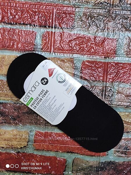 Арт.0386 шкарпетки, сліди жіночі чорні набір 2шт від esmara розмірєвро 35-38