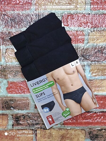 Арт.0407 набір чоловічі трусики бріфисліпи 3шт від livergy разміlр євро l