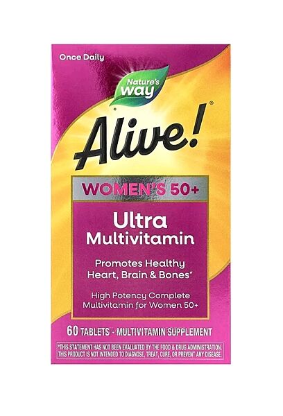 Alive, ультрамультивітаміни для жінок від 50років, 60таблеток