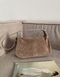Замшева сумка човник з шкіряною ручкою Італія