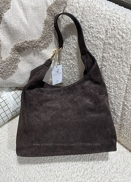 Італійська замшева сумка з шкіряною ручкою