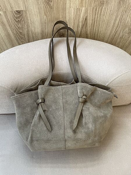 Італійська сумка шопер замша шкіра тауп Нова колекція