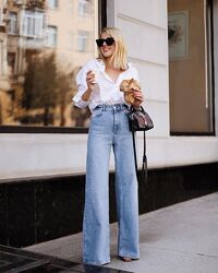 Брендовые джинсы палаццо трубы с высокой талией H&M, 38 pазмер. 