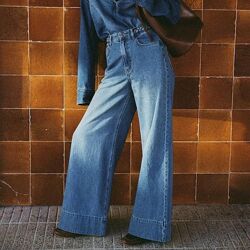 Новые брендовые широкие джинсы палаццо с высокой талией H&M, 14 размер.