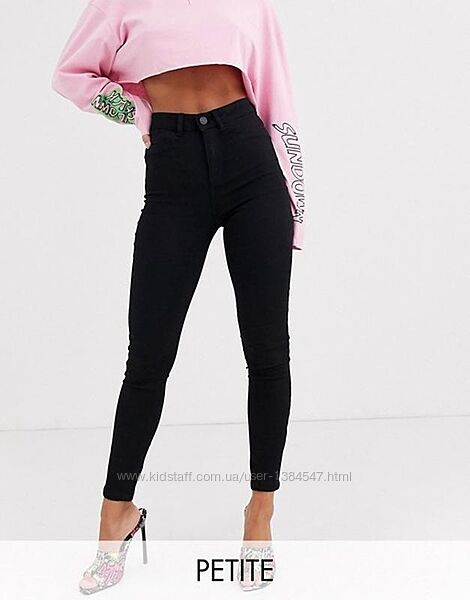 Брендовые черные джинсы скинни с высокой талией Topshop, 16 размер.