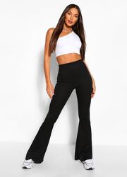 Брендовые черные штаны леггинсы клеш с высокой талией H&M, 12 размер.