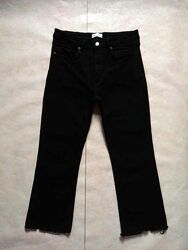 Брендовые черные джинсы клеш бут с высокой талией Zara, 42 размер. 