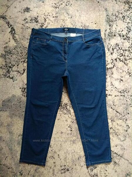 Брендовые большие джинсы скинни с высокой талией Walbusch, 20-22 размер. 