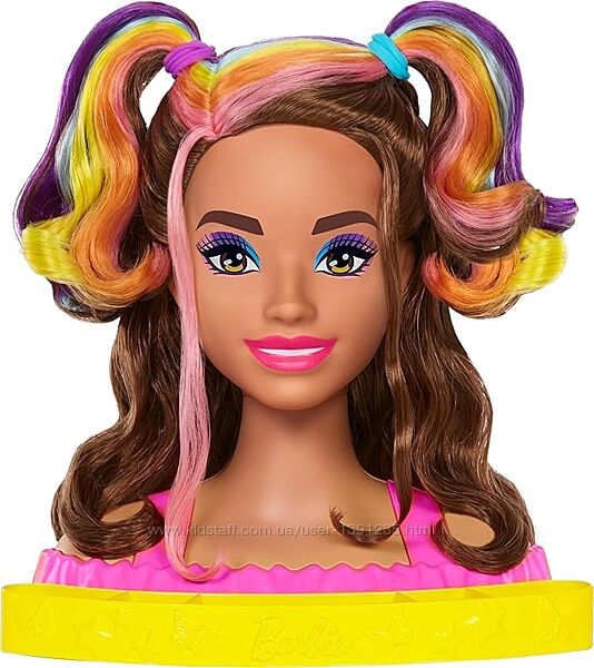Голова манекен  Барбі для створення зачісок райдужне волосся Barbie   HMD80