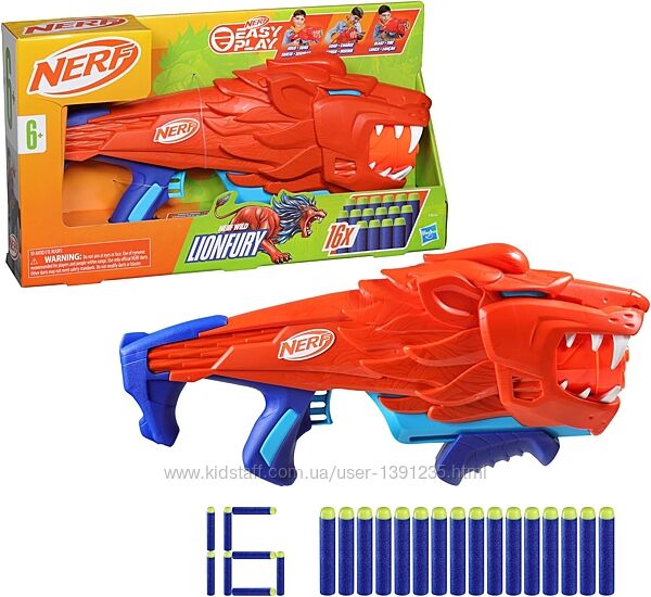 Бластер Nerf Junior Wild LionFury Нерф Лайонфурі 16 патронів F8646