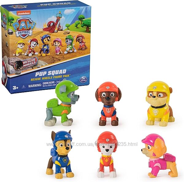 Набір із 6 фігурок Щенячий патруль Монстр Трак Paw Patrol Rescue Wheels