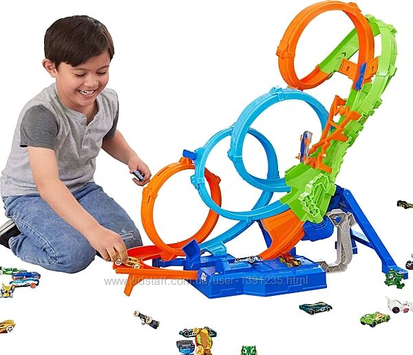 Трек Hot Wheels Track 4 Loops Crash Zone  4 Неймовірні Віражі i Петлі 