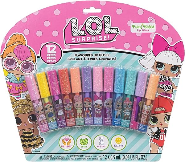 Набір LOL Surprise 12 Piece Plant Based Lip Gloss 12 блисків для губ