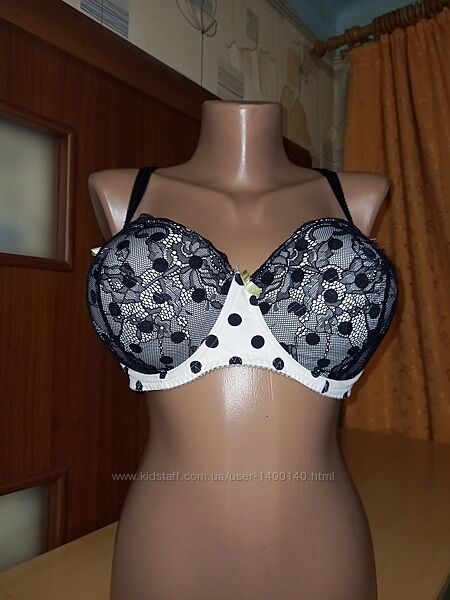 Бюстгальтер-балконет в горох, размер 40D/90D