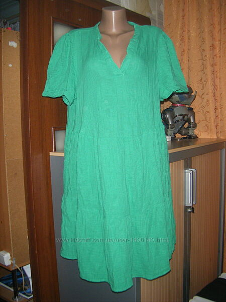 Яркое платье из жатого хлопка, размер 14 - М - 48